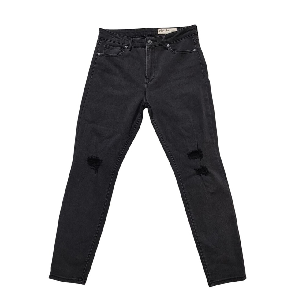 Pistola Women's Washed Black Jeans Stretch Distressed Denim Style P6343 Size 30 - Picture 2 of 9